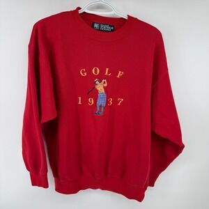 Vtg New York Sportswear Golf Embroidered Red Sweatshirt Gorpcore Unisex 22x27